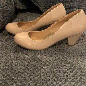Nude Patent Leather Pumps